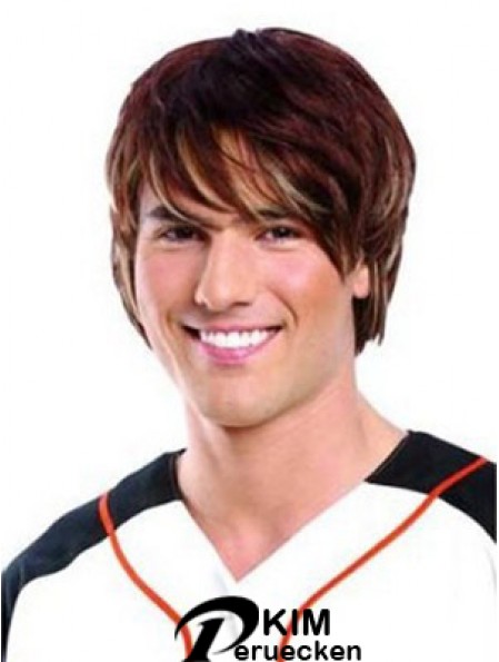Spitzenfront Auburn Remy Human Short Straight Mans Perücken