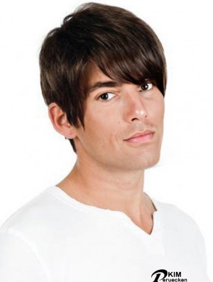 Full Lace Brown Remy Mensch Straight Professional Herren Perücken