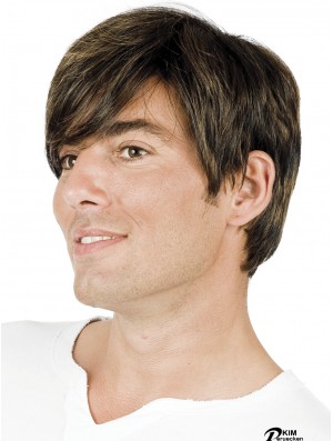 Brown Straight Short mit Pony Perücken für Männer mit Haarausfall