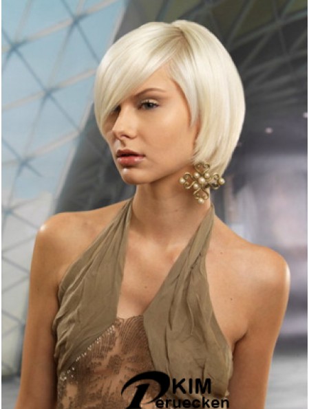 Monofilament Bobs Short Straight 10 Zoll Platinblond Günstigste Mode Perücken