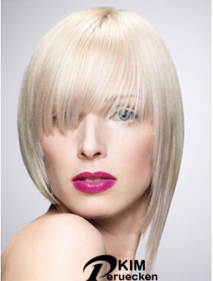 Monofilament Bobs Short Straight 10 Zoll Platinblond New Fashion Perücken