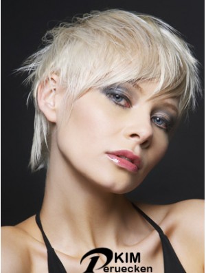Lace Front Boycuts kurze gerade 8 Zoll platinblonde ideale Mode Perücken