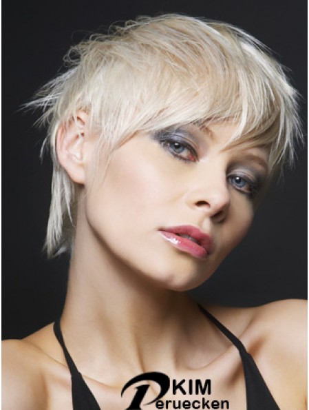 Lace Front Boycuts kurze gerade 8 Zoll platinblonde ideale Mode Perücken