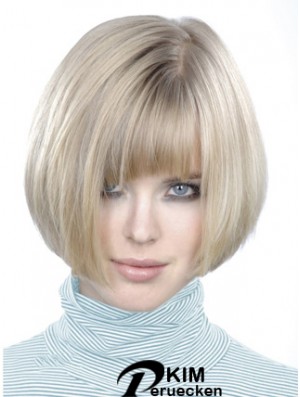 Monofilament Bobs Short Straight 10 Zoll Platinum Blonde Style Fashion Perücken