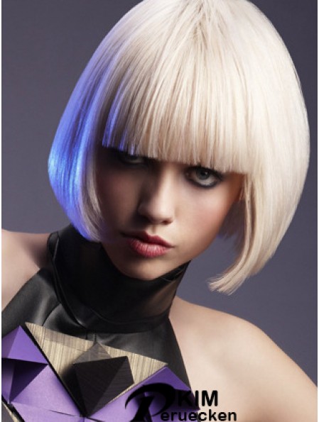 Capless Bobs Kinn Länge gerade 10  inchPlatinblond Best Fashion Perücken