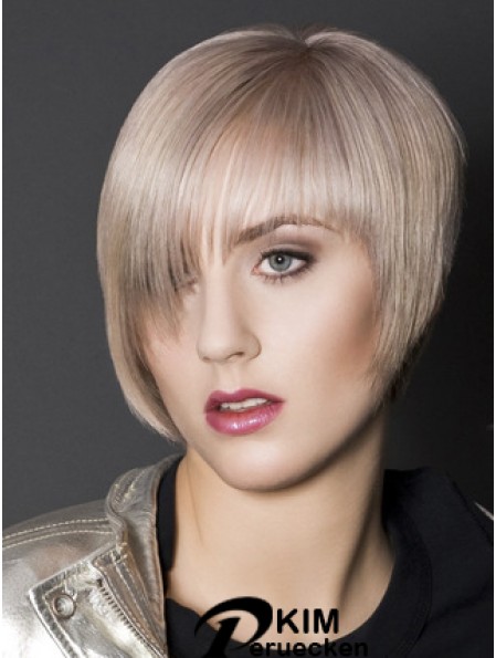 Capless Boycuts kurze gerade 10 Zoll platinblonde schlanke Mode Perücken