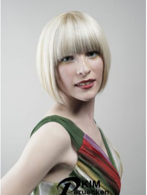 Volle Spitze Bobs Kinn Länge gerade 10 Zoll Platinblond Designed Fashion Perücken