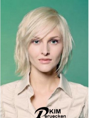 Volle Spitze Bobs Kinnlänge gerade 10 Zoll platinblonde schlanke Modeperücken