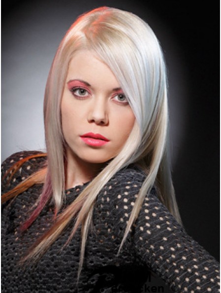Spitzenfront ohne Pony lange gerade 16  inchplatinblonde Good Fashion Perücken