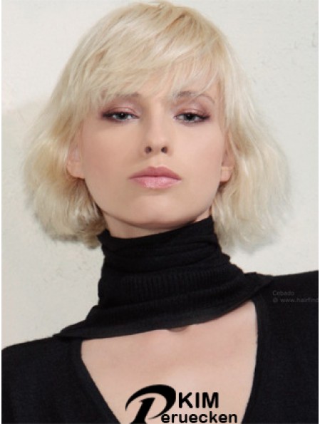 Capless Bobs Kinn Länge gewellt 12  inchPlatinblond New Fashion Perücken