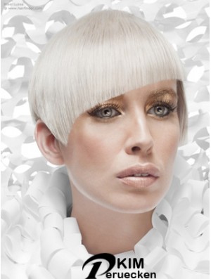 Spitze Front Boycuts kurze gerade 8 Zoll Platinblond Günstigste Mode Perücken