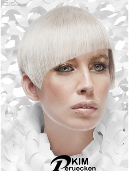 Spitze Front Boycuts kurze gerade 8 Zoll Platinblond Günstigste Mode Perücken