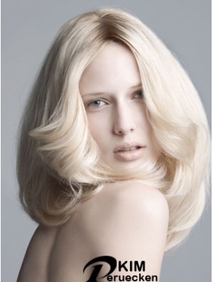 Spitzenfront ohne Pony Schulterlange gewellte 14  inchplatinblonde New Fashion Perücken