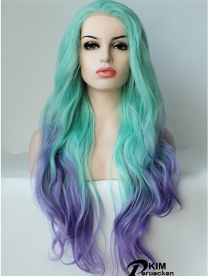 22  inchOmbre / 2 Tone Long ohne Pony Wellige ideale Spitzenperücken