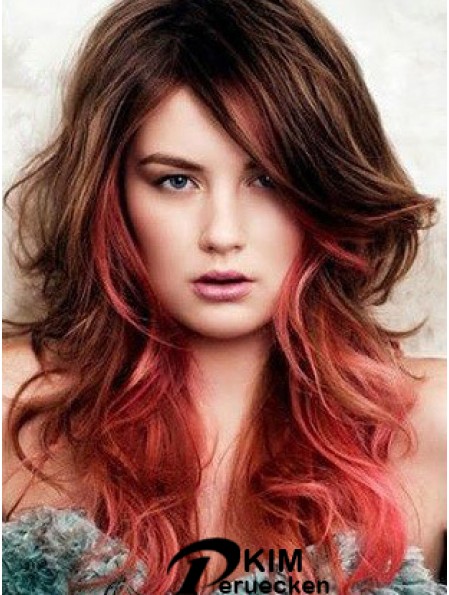Great Ombre / 2 Tone Long Wavy mit Pony 22  inchHuman Lace Perücken