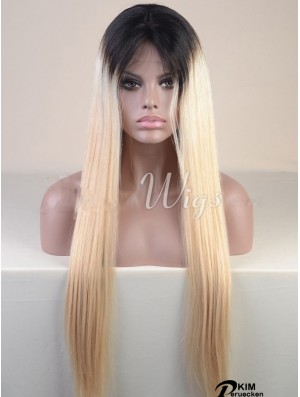 Long Ombre / 2 Tone Straight ohne Pony Günstigste Afroamerikaner Perücken
