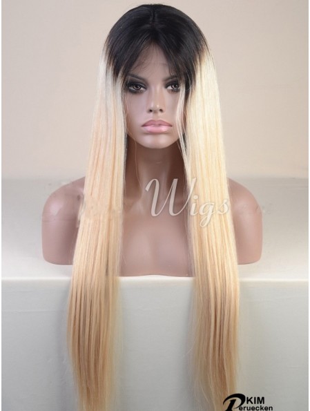 Long Ombre / 2 Tone Straight ohne Pony Günstigste Afroamerikaner Perücken