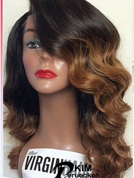Ombre / 2 Lale Front wellig mit Pony Schwarze Frau auf der Suche nach 100% Menschenhaar