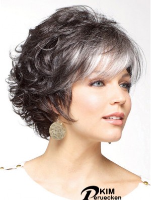 Classic Cut Perücke Grey Cut Short Length Curly Style mit Capless