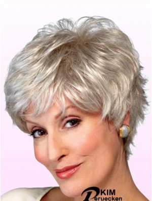 Perücken Elderly Lady Grey Style Kurzer Wellenstil