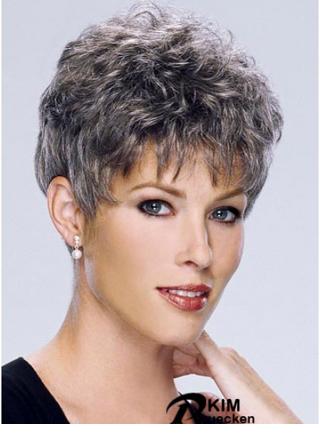Weiße Perücken für ältere Dame abgeschnittene Länge Capless Grey Cut