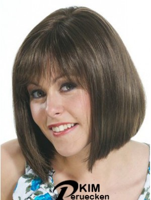 Brown Bob Perücke UK Mit Capless Straight Style Chin Länge