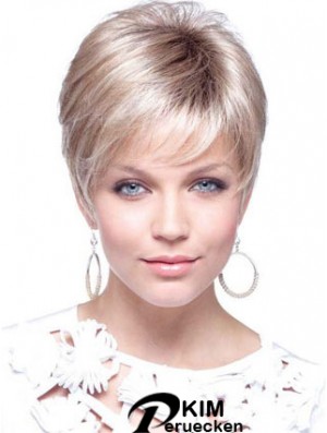 Blonde Cropped Straight Boycuts Capless Moderne Damen Perücken
