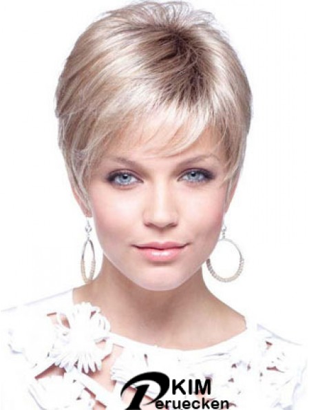 Blonde Cropped Straight Boycuts Capless Moderne Damen Perücken