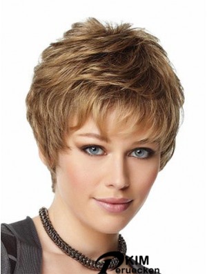 Blonde Perücken Boycuts verkürzte Länge Capless Synthetic Wavy Style