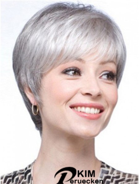 Kurze Perücken UK Straight Style Mit Capless Grey Cut