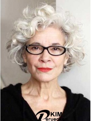 Curly Lace Front Perücken mit Remy Human Curly Style Grey Cut