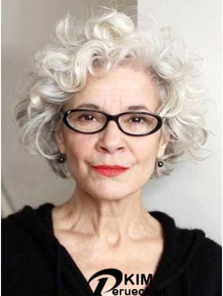 Curly Lace Front Perücken mit Remy Human Curly Style Grey Cut