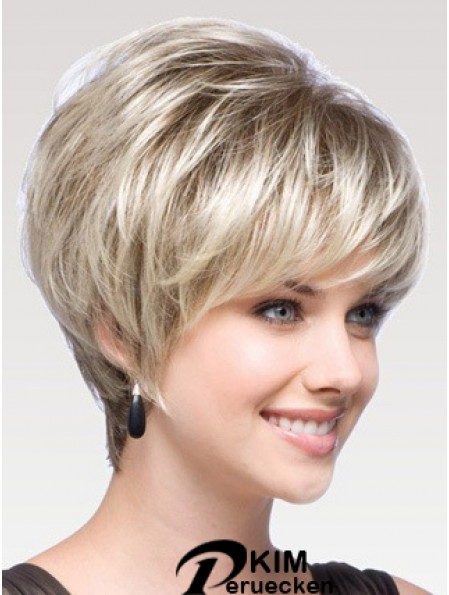 Capless Straight Layered Short 8  inchModerne Echthaarperücken