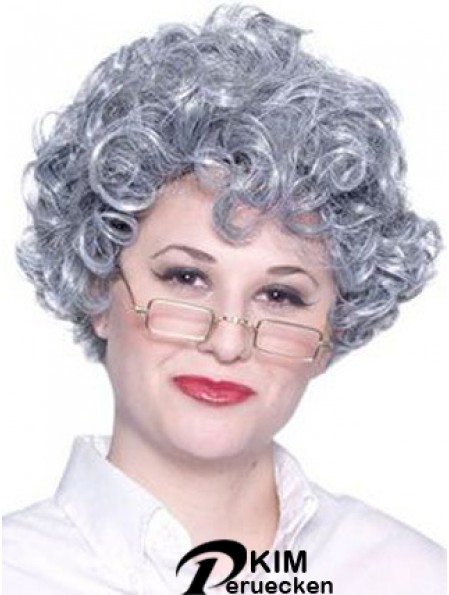 Curly Lace Front 8 Zoll besten kurzen grauen Perücken