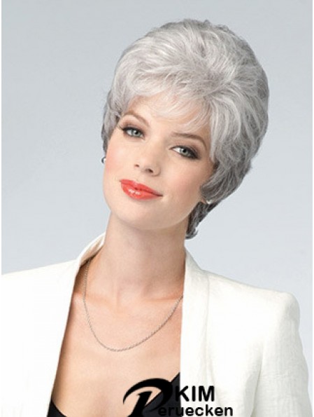 Lace Front Perücke Grey Cut Welliger Stil Kurze Länge Mit Remy
