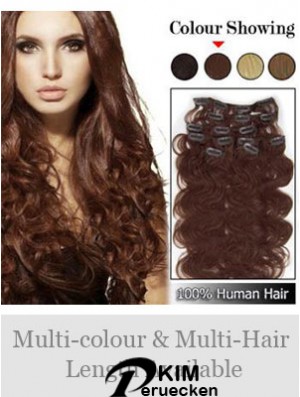 Hochwertige Auburn Wavy Remy Echthaarspange in Haarverlängerungen