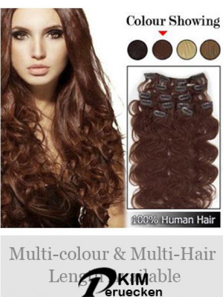Hochwertige Auburn Wavy Remy Echthaarspange in Haarverlängerungen
