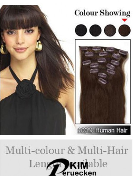Flexibilität Brown Straight Remy Echthaarspange in Haarverlängerungen