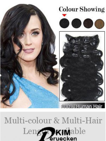 Online Black Wavy Remy Echthaarspange in Haarverlängerungen