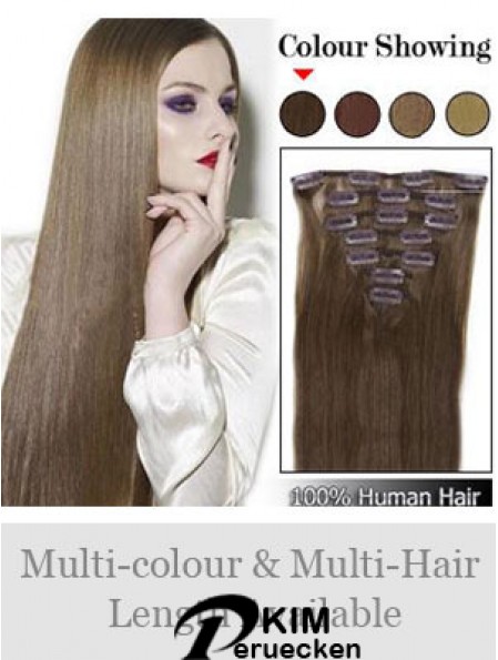 Beste Brown Straight Remy Echthaarspange in Haarverlängerungen