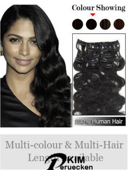 Great Black Wavy Remy Echthaarspange in Haarverlängerungen