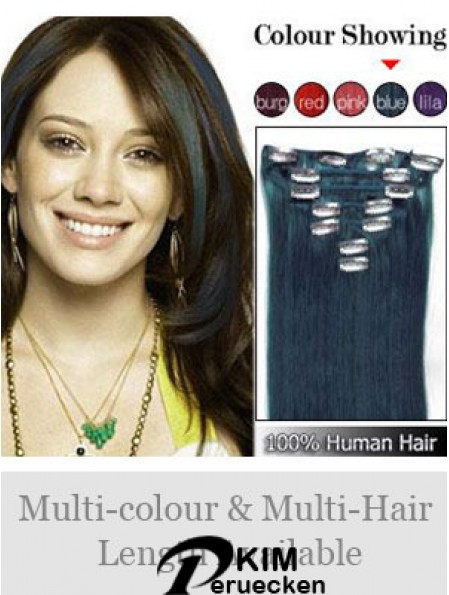 Clip In Echthaarverlängerungen Straight Style Black Color