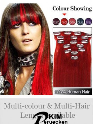 Top Red Straight Remy Echthaarspange in Haarverlängerungen