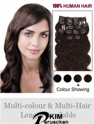 Beste Brown Wavy Remy Echthaarspange in Haarverlängerungen