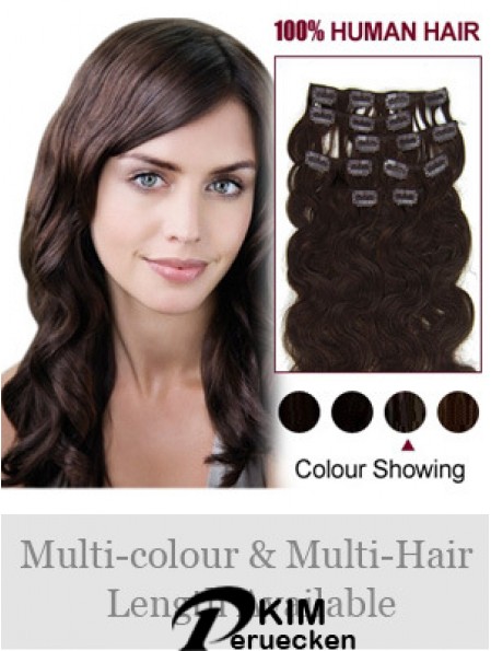 Beste Brown Wavy Remy Echthaarspange in Haarverlängerungen