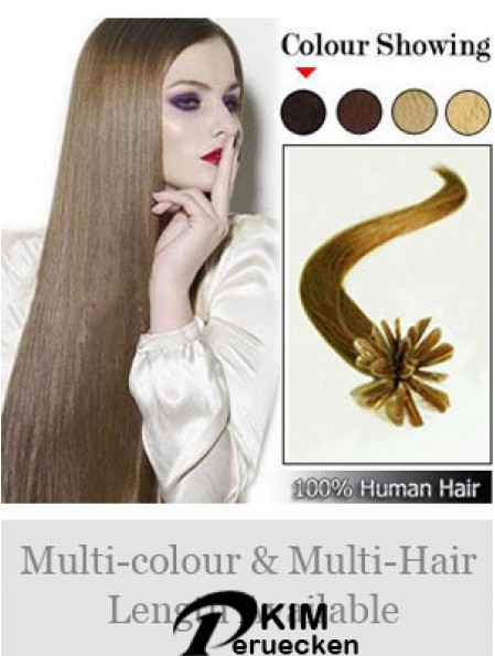 Brown Straight Modern Nail / U Tip Haarverlängerungen
