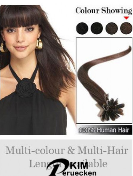 Brown Straight Hochwertige Haarverlängerungen mit Nagel / U-Spitze