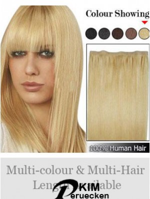 Straight Remy Echthaar Blond Geeignete Schussverlängerungen