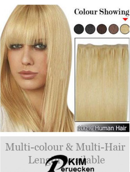Straight Remy Echthaar Blond Geeignete Schussverlängerungen