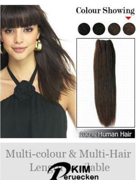 Straight Remy Human Hair Brown Langlebige Schussverlängerungen